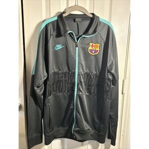 Nike FC Barcelona Mens 2XL Black Zip‎ Soccer Track Jacket FCB Futbol